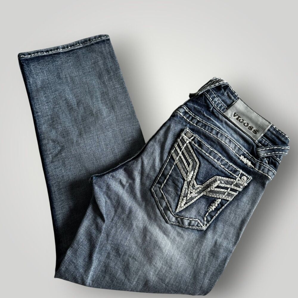 Vigoss Denim Capri The Chelsea Size 3/4 Length 23 Cropped Blue Denim Jeans